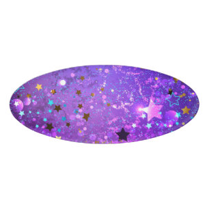 Badge D'identification Arrière - plan de feuille violet avec étoiles