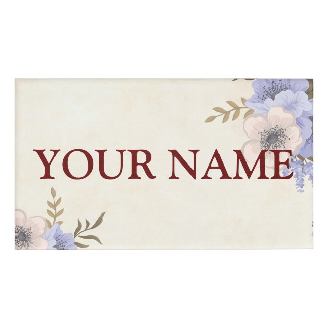 Badge D'identification arrière - plan de fleurs - Customisez vous-même (Devant)