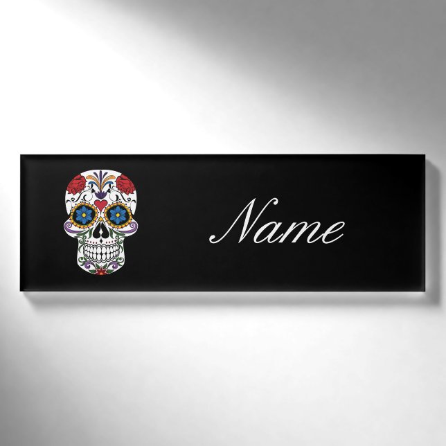 Badge D'identification Art du crâne humain décoré Thunder_Cove (Devant)
