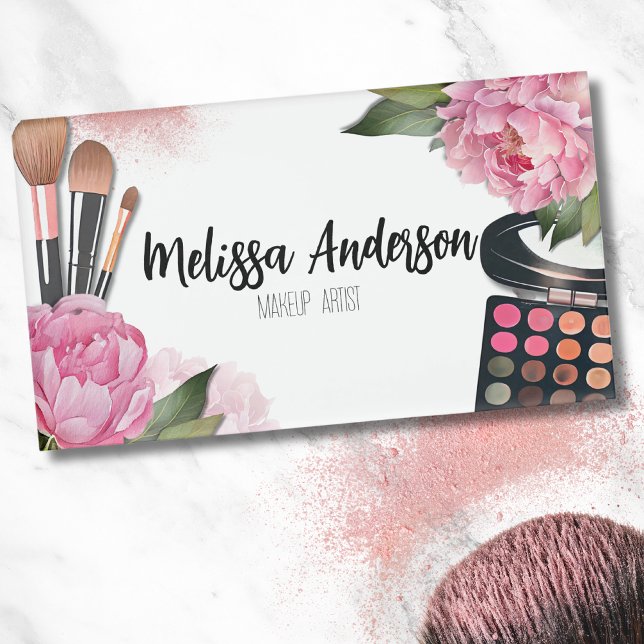 Badge D'identification Artiste de maquillage en aquarelle rose (Colorful Elegant Watercolor Floral Makeup Artist Name Tag)