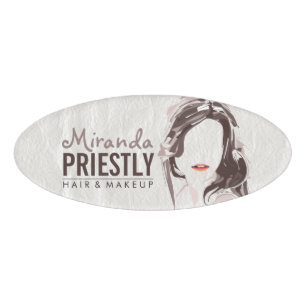 Badge D'identification Artiste maquillage moderne et coiffeuse Styliste S
