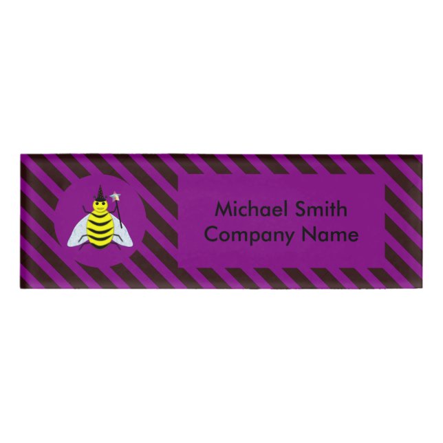 Badge D'identification Assistant Abeille magique d'Halloween Purple et ba (Devant)