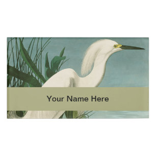 Badge D'identification Audubon Héron de neige Oiseaux d'aigrettes blanche