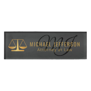 Badge D'identification Avocat de monogramme - noir et or