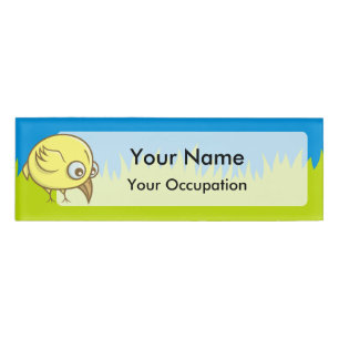 Badge D'identification Balise de dessin animé d'oiseau jaune