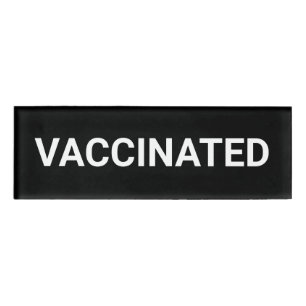 Badge D'identification Balise de nom personnalisable en noir blanc vaccin