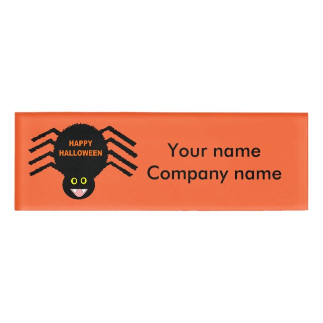 Badge D'identification Balise de nom personnalisé Halloween Black Spider (Devant)