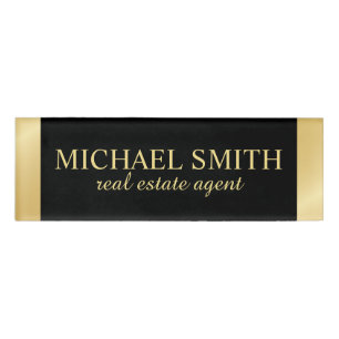 Badge D'identification Balise de nom professionnel Black and Gold