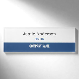 Badge D'identification Balise de nom professionnel bleu blanc et gris