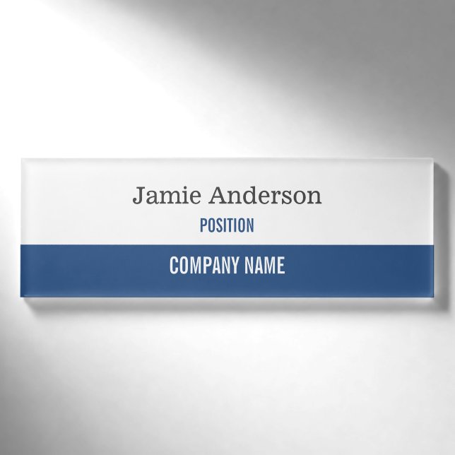 Badge D'identification Balise de nom professionnel bleu blanc et gris (Devant)
