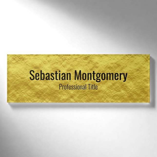 Badge D'identification Balise de nom professionnel Faux Gold Foil Black T (Devant)