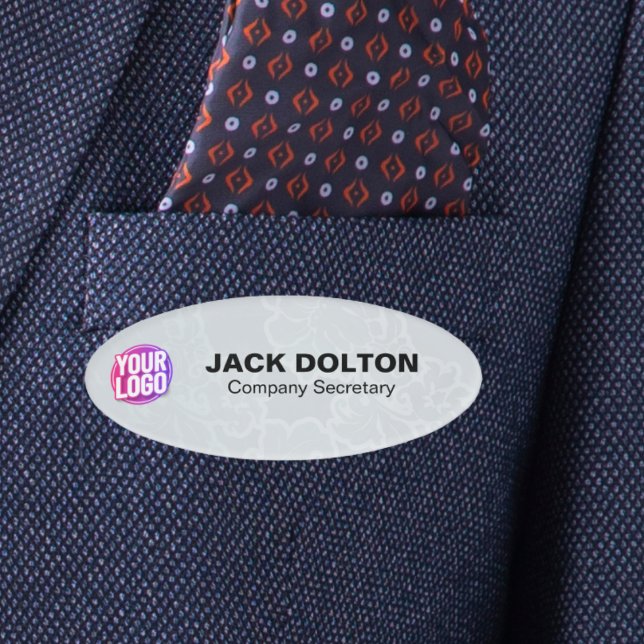 Badge D'identification Balise de titre et de nom du travail personnalisé  (Custom Logo or Photo Employee Job Title & Name Tag)