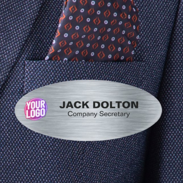 Badge D'identification Balise de titre et de nom du travail personnalisé  (Custom Logo or Photo Employee Job Title & Name Tag)