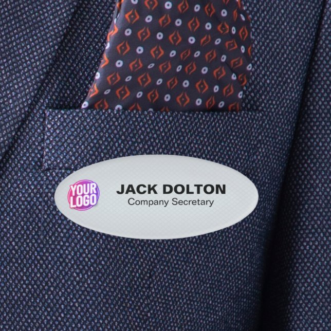 Badge D'identification Balise de titre et de nom du travail personnalisé  (Custom Logo or Photo Employee Job Title & Name Tag)