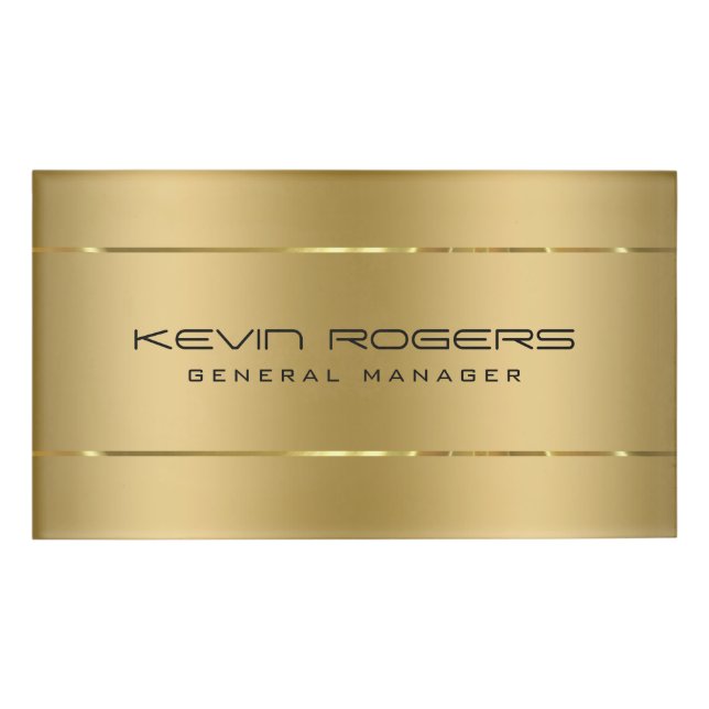 Badge D'identification Balise Gold Stripes Modern Geometry Design Nom (Devant)