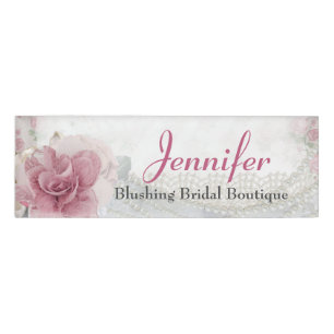 Badge D'identification Balise Nom de l'employé avec une jolie rose et des