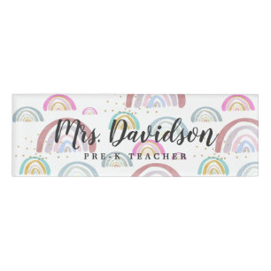 Badge D'identification Balise Nom du Motif arc-en-ciel joyeux