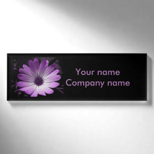 Badge D'identification Balise Nom personnalisé Fleur marguerite violette