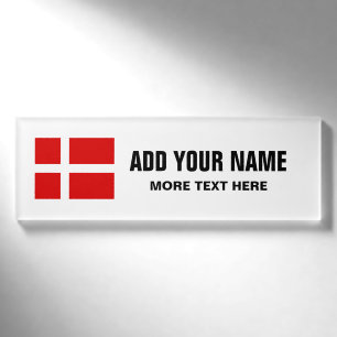 Badge D'identification Balises de nom personnalisées avec drapeau danois 