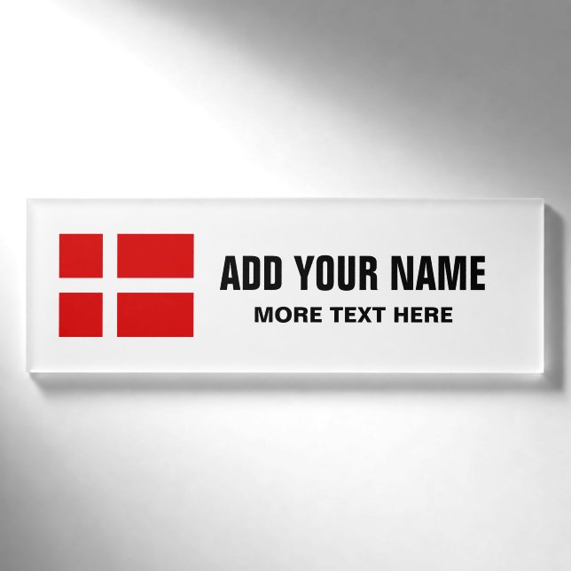 Badge D'identification Balises de nom personnalisées avec drapeau danois  (Devant)