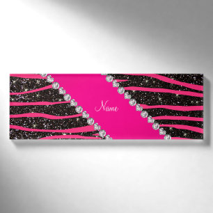 Badge D'identification Bandes de zèbre rose chaud noir parties scintillan