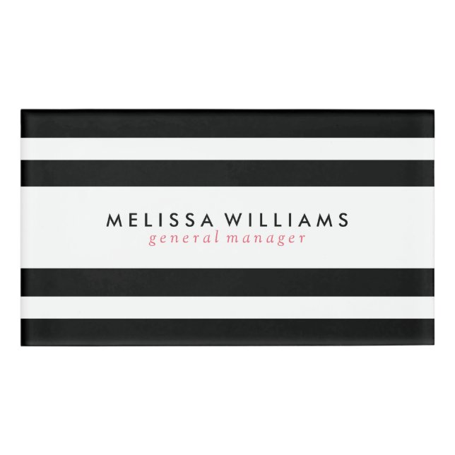 Badge D'identification Bandes noires et blanches Design moderne (Devant)