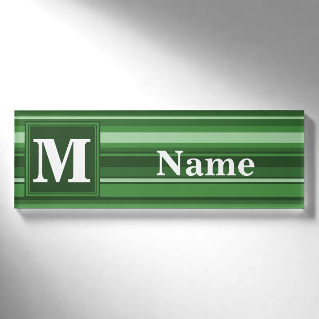 Badge D'identification Bandes vertes monogrammes (Devant)