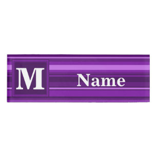 Badge D'identification Bandes violettes monogrammes