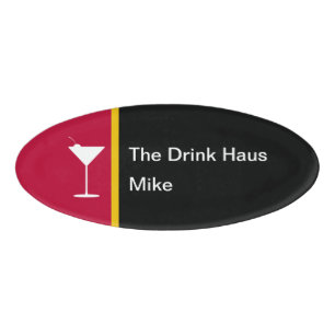 Badge D'identification Bartender moderne Cocktail Verre Nom Modèle de ba
