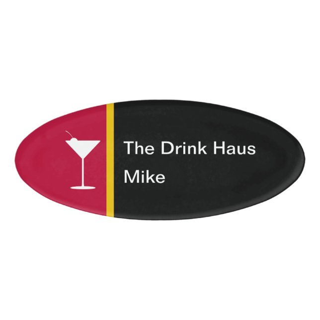 Badge D'identification Bartender moderne Cocktail Verre Nom Modèle de bal (Devant)