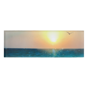 Badge D'identification Belle plage d'été coucher de soleil