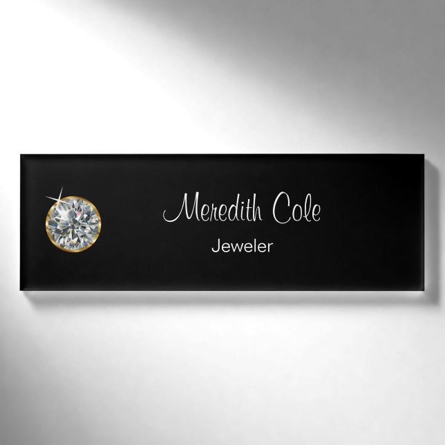 Badge D'identification Bijoutier chic de magasin de bijoux (Devant)
