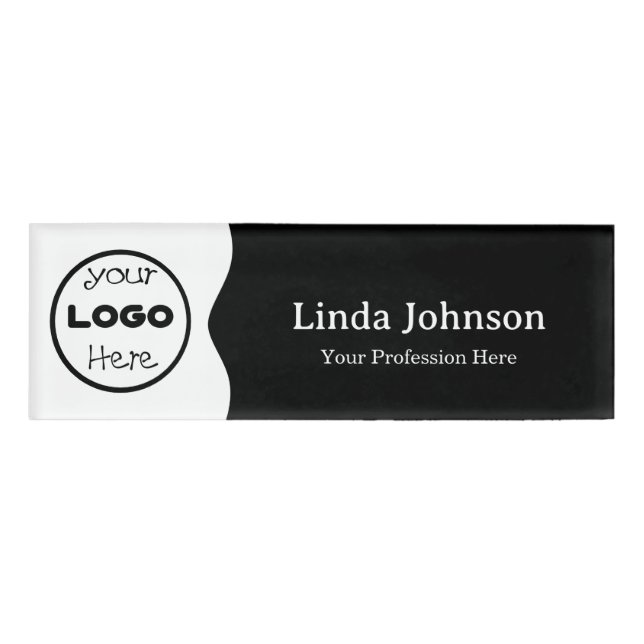 Badge D'identification Black and White Moderne Élégance Personnel employé (Devant)