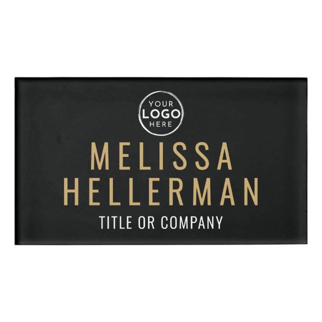 Badge D'identification Black Gold Minimalist Logo Employee (Devant)