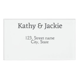 Badge D'identification Blanc noir nom du couple adresse ville état simple