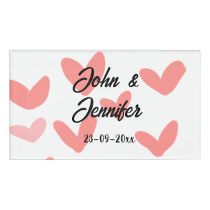 Badge D'identification blanc simple style de texte mariage rouge coeur