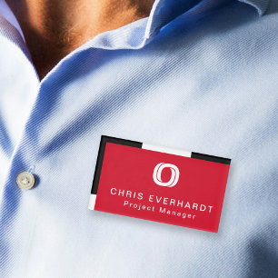 Badge D'identification Blancs rouges et noirs, bloc couleur simple