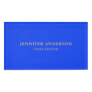 Badge D'identification Bleu d'outremer Or Moderne Simple Professionnel