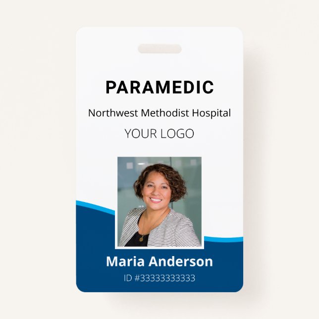 Badge d'identification bleu et blanc de l'employé  (Devant)