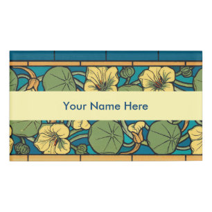 Badge D'identification Bleu jaune Nasturtium Fleur Nouveau Motif