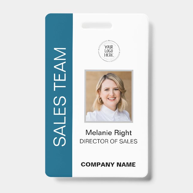 Badge d'identification bleu moderne (Avant)