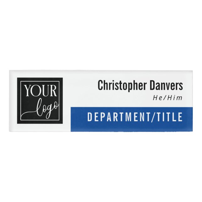 Badge D'identification Bleu Nettoyer logo Personnel Pronononounes Employé (Devant)