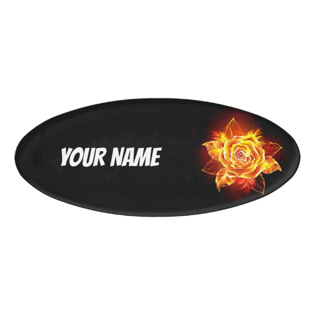 Badge D'identification Blooming Fire Rose (Devant)