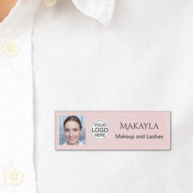 Badge D'identification Blush Pink Logo Photo Makeup And Lashes (Créateur téléchargé)