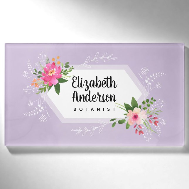 Badge D'identification Boho floral d'aquarelle botaniste (Devant)