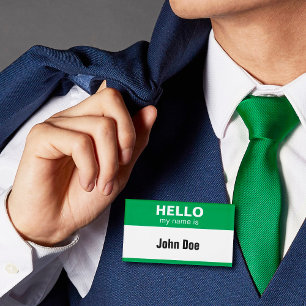 Badge D'identification Bonjour Mon Nom Est - Étiquette Nom Vert