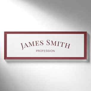 Badge D'identification Bordure rouge blanc et rubis chic : Professionnel 