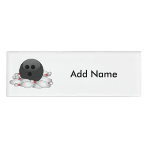 Badge D'identification Boule De Bowling Et Pins