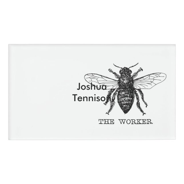 Badge D'identification Bourdon noir ouvrier abeille miel (Devant)