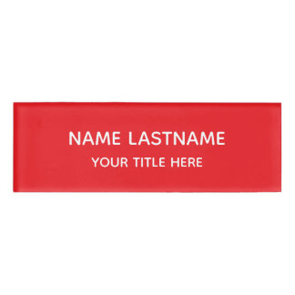 Badge D'identification Bright Red Basic Simple Minimalist Modern Title